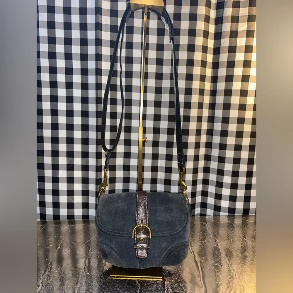 Coach Smokey Blue Suede Soho Crossbody Shoulder Bag 2004 Y2K - Picture 6 of 10